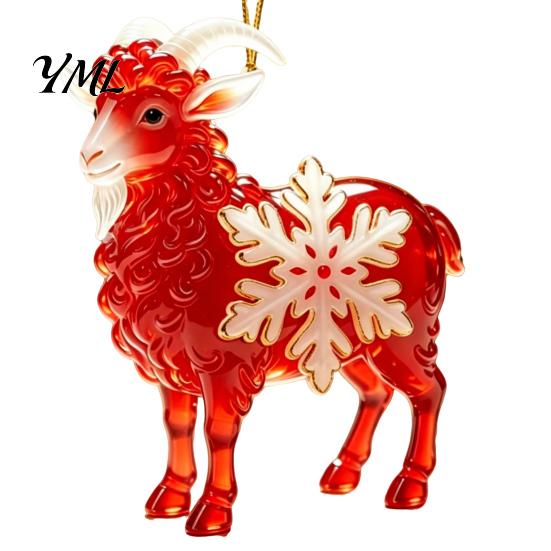 Decorative Acrylic Ornaments Goat Christmas Car Hanging Ornament, 2D Pendant with Festive Holiday String, Cute Animal Decor for Rearview Mirror, Party