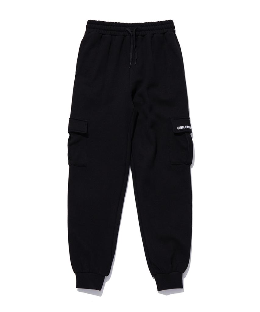 URBANAGE [Non-Fleece Or Fleece-Lined] Cargo Jogger Training Pants_Black