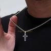Casual Hollow Cross Necklaces for Men Boys,Waterproof Stainless Steel Cross Pendant Necklace,Religious Faith Prayer Zircon Gift