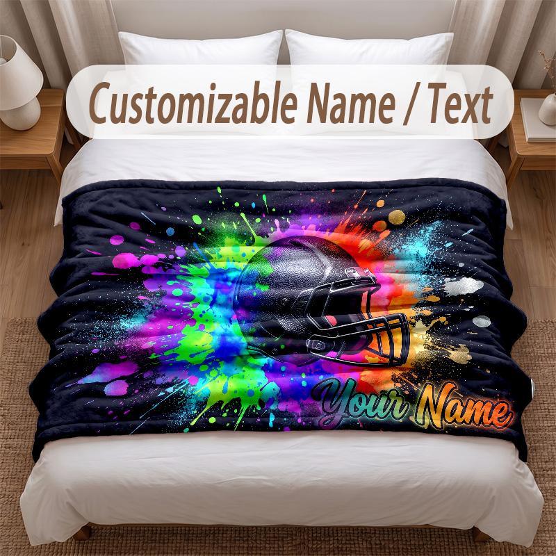 Neon Abstract Theme Soft Blanket Personalized Custom Name Text Print Warm Blanket Home Sofa Bedroom Decor