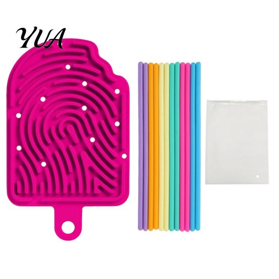 Stress Relief Tools Silicone Sensory Activity Board, Christmas Tree Rainbow Ice Stick French Fries Portable Fidget Toys Board with Strings, Silent Toy