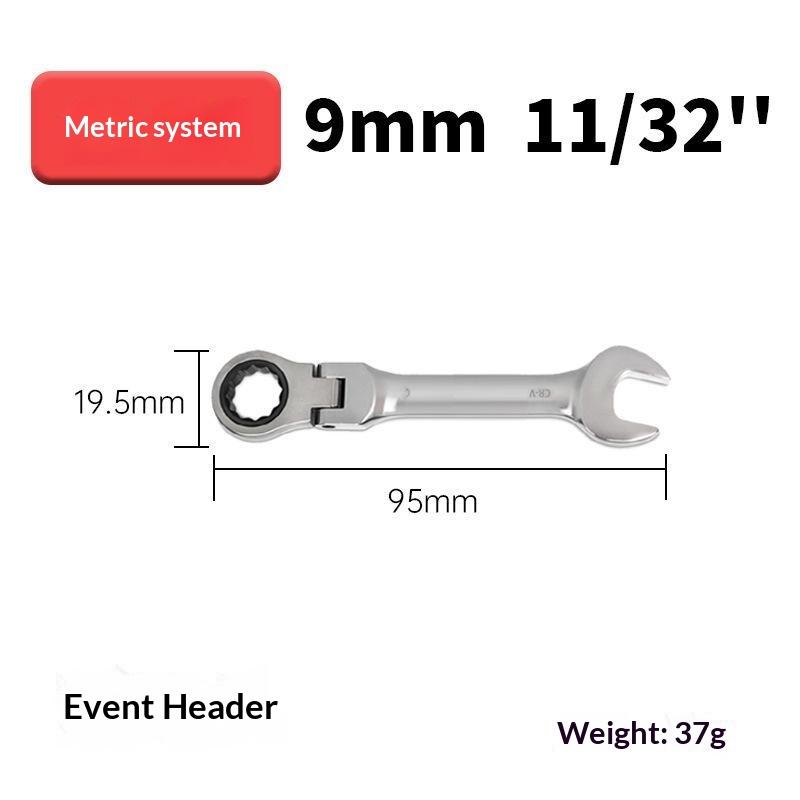 Short Handle Ratchet Wrench Cr V Steel Metric Flexible Open Ring Spanner Labor Saving Hand Tool For Auto Mechanical Repair