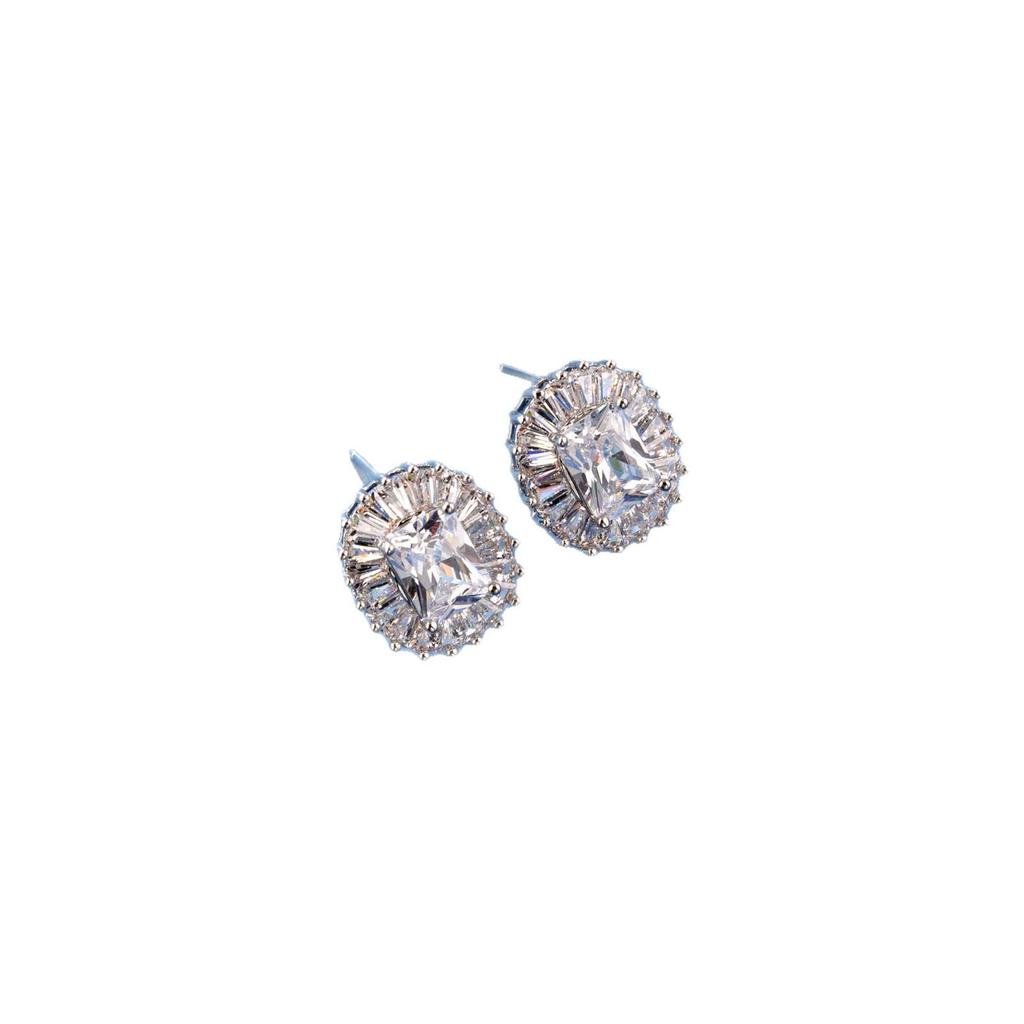 S925 Zircon Cube Stud Earrings: Luxurious, Trendy, Classic Ear Jewelry