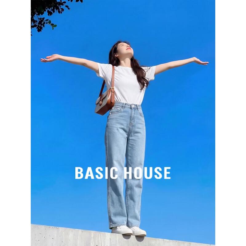 Basic House Women s Vintage High-Waisted Wide-Leg Jeans L