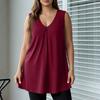 Damen Plus Size Ärmelloses V-Ausschnitt Tanktop Lockere Passform Einfarbige Lässige Sommerbluse Leichter Weicher Stoff Bequem zu Tragen