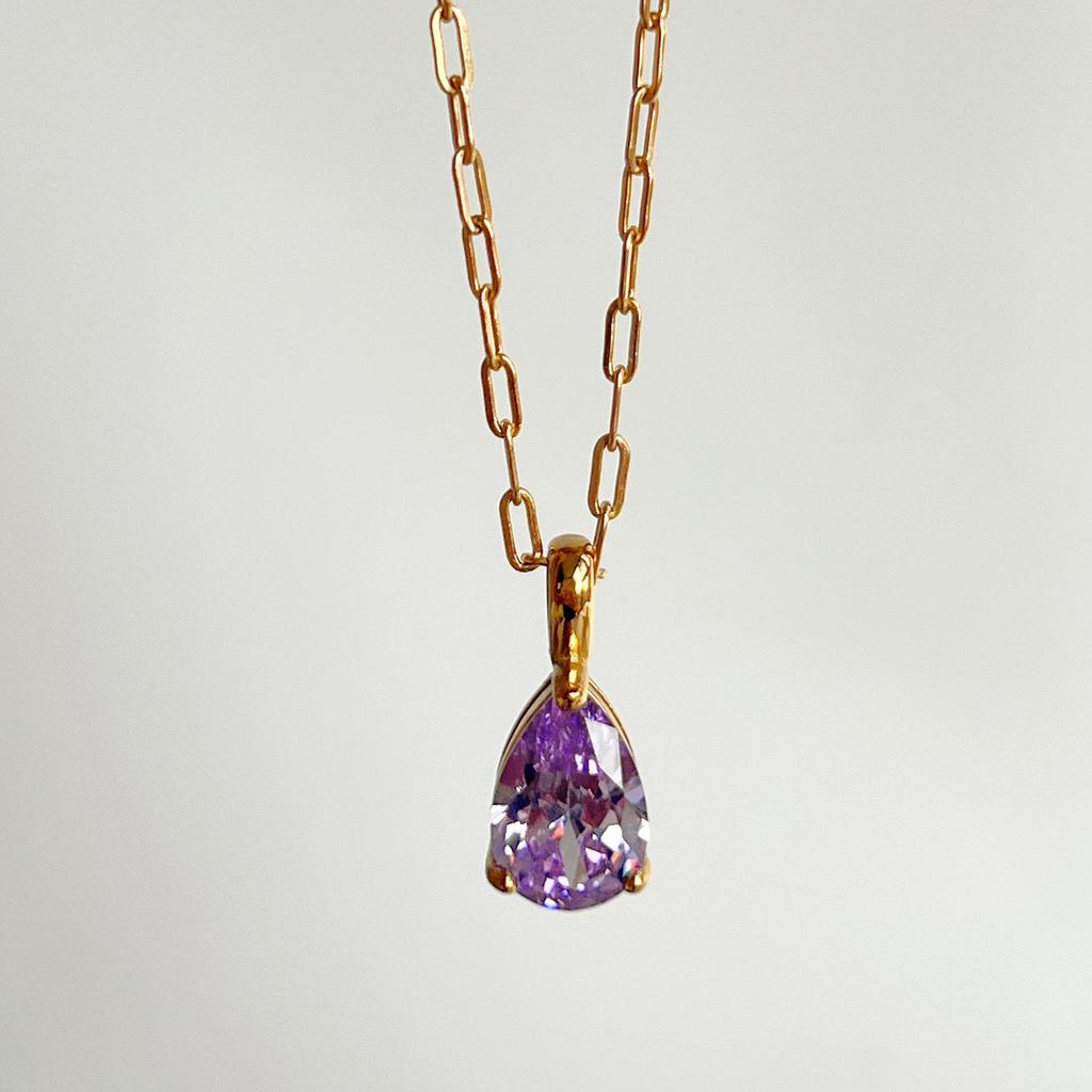 18k Gold-Plated Retro Zircon Birthstone Necklace
