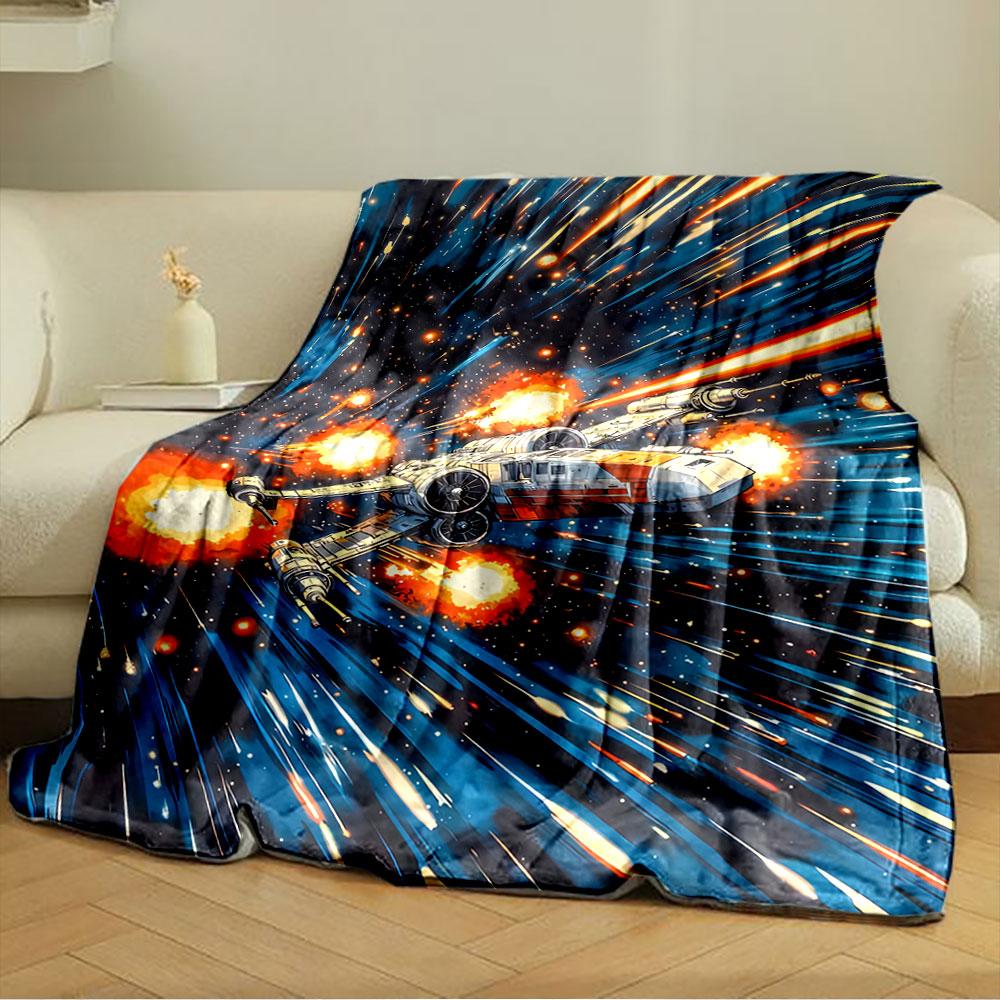 Spaceship Battle in Galaxy for all seasons blanket lunch break throw gift