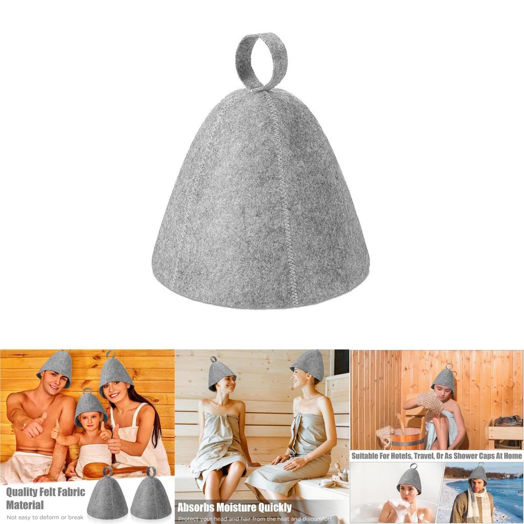 Adults And Kid Grey Felt Sauna Hat Absorbent Dry Hair Cap For Spa And Bath Use