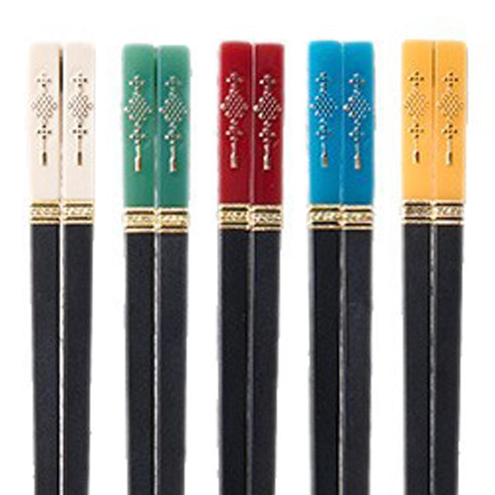 

5 пар, 9,57 дюйма, Китайский узел, Многоразовые палочки для еды, Палочки для суши, Нескользящие палочки, Корейская, Японская еда, Набор китайских палочек