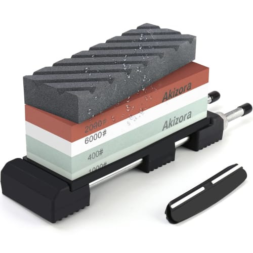 

Akizora Knife Sharpening Stone, 400mm, 1000mm, 2000mm, 6000mm, Double-Sided, with Universal Whetstone Stand, Surface Resurfacing, and Fixed Angle Hold