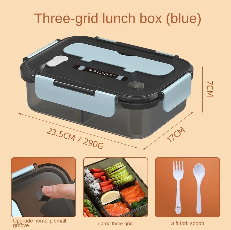 

Transparent Lunch Box for Kids Food Storage Container with Lids Leak-Proof Microwave Food Warmer Snacks Bento Box Japanese Style 1500ML синий