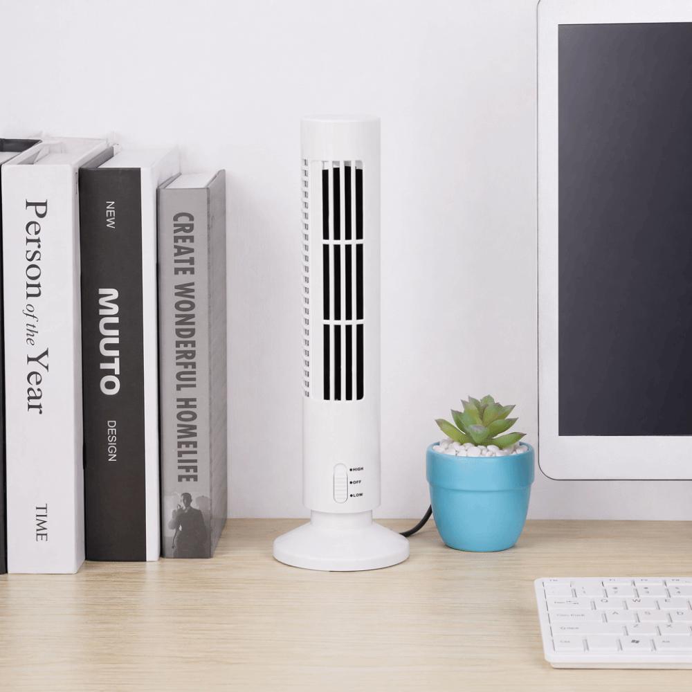 Slim Mini Desk Fan Plastic Wingless Fan Simple Control Bladeless Tower Fan, Dorm Room