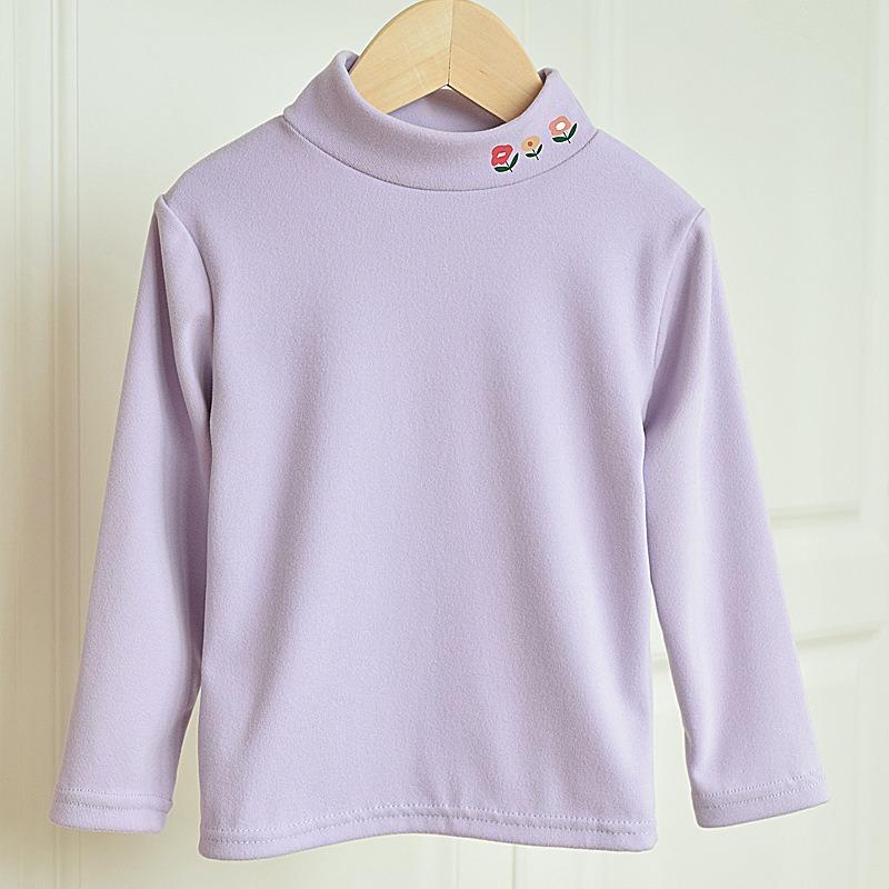 Toddler Kids Half High Neck Long Sleeve Solid Casual Thermal T Shirt Top