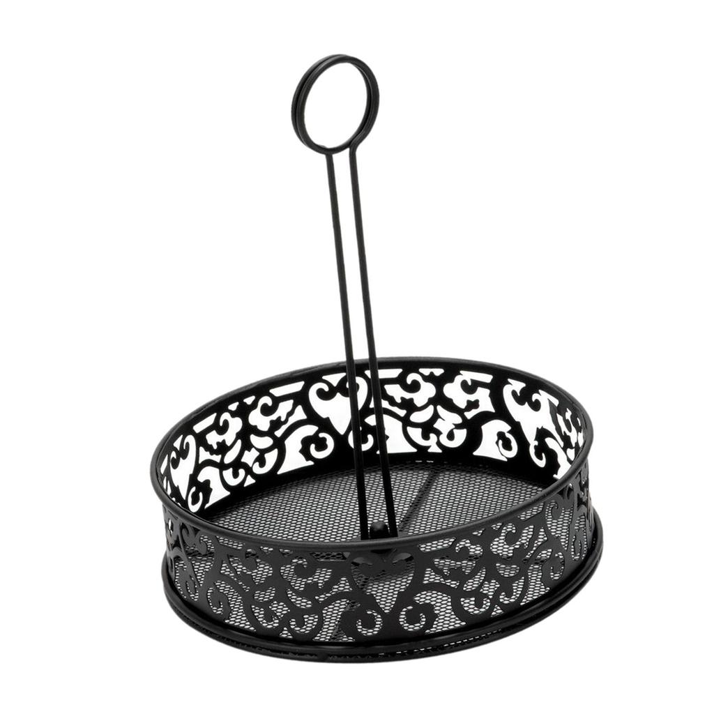 Fruit Basket with Handle Round Storage Tray for Kitchen Counter Dining Table pattern