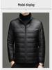 Men's Lightweight Stand Collar Down Jacket - Warm, Trendy, Versatile, Casual Dad Style, Winter Coat with 90% White Duck Down.
