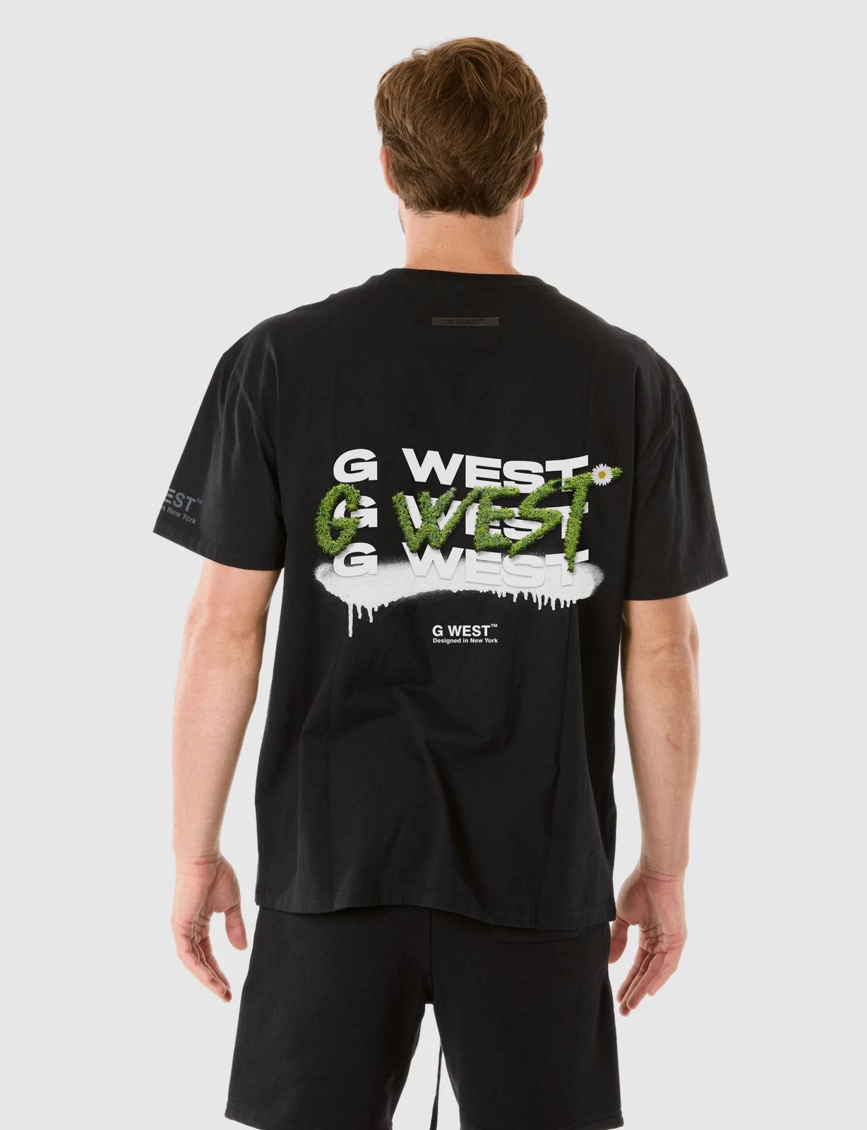 G WEST GRASS DRIP T-SHIRT - JET BLACK 2XL