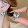 Silver Needle Red and Blue Polka Dot Love Ear Buckle Ins Wind Cute Commuter Earrings New Sweet and Cool Wind Simple Earrings