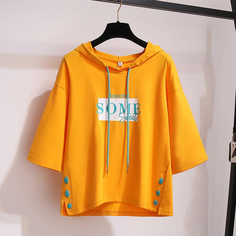 2024 Summer Women's Korean Style Hooded Short Sleeve T-shirt: Loose Fit, Perfect for Female Students
