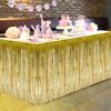 Decorative Tassel Table Skirt for Rectangular Round Table Birthday Wedding Party (Golden)