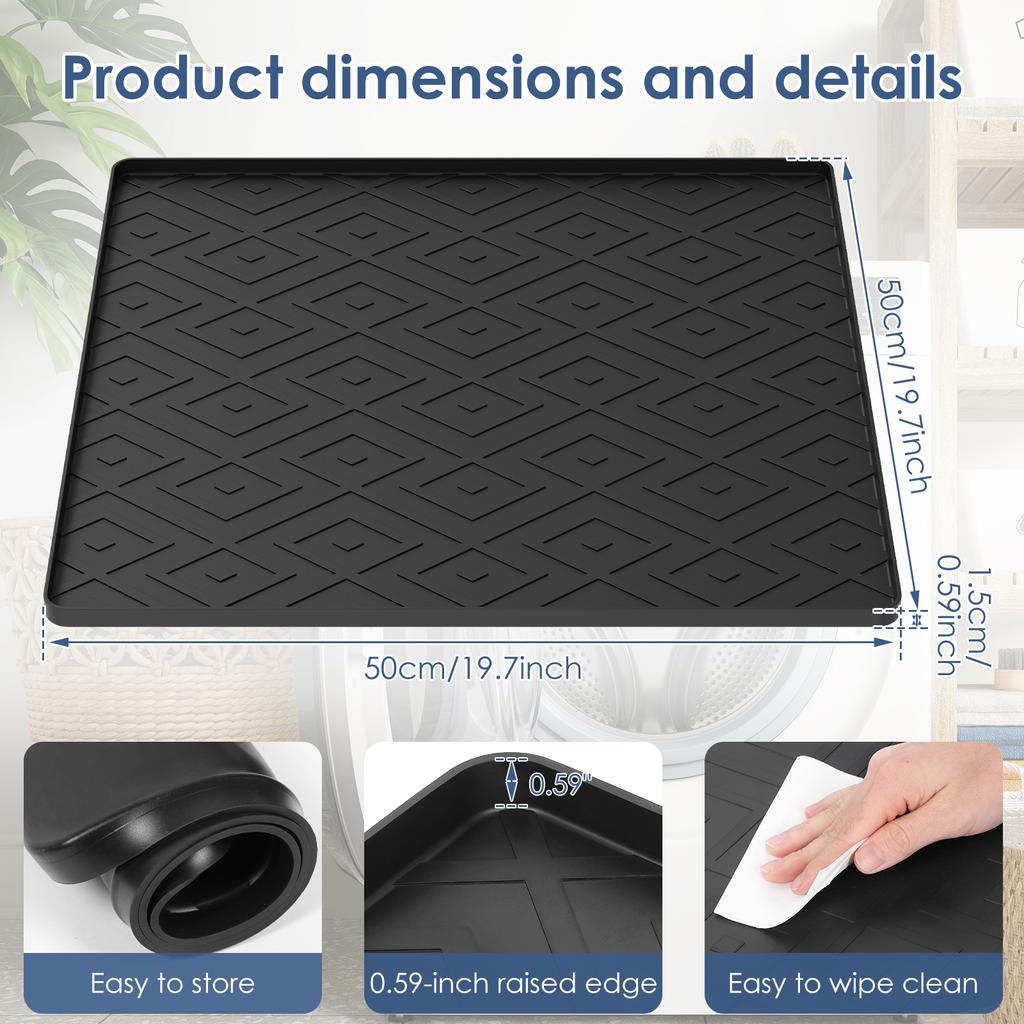 50x50CM Fridge Silicone Mat Non-Slip Drip Pan Raised Edges Anti Scratch Floor Protector For Refrigerator Washing Machine