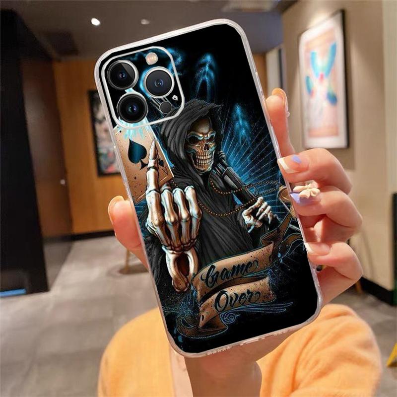 Phone Case For Iphone 17 Pro Max Air 16 15 14 13 Pro Max 15 16 Pro 15Plus Grim Reaper Skull Skeleton