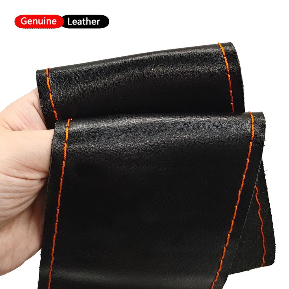 Luxury Genuine Leather Car Steering Wheel Cover Smooth Design -Steering Wheel Braid Case Universal Fit Auto SUV Diameter 38cm