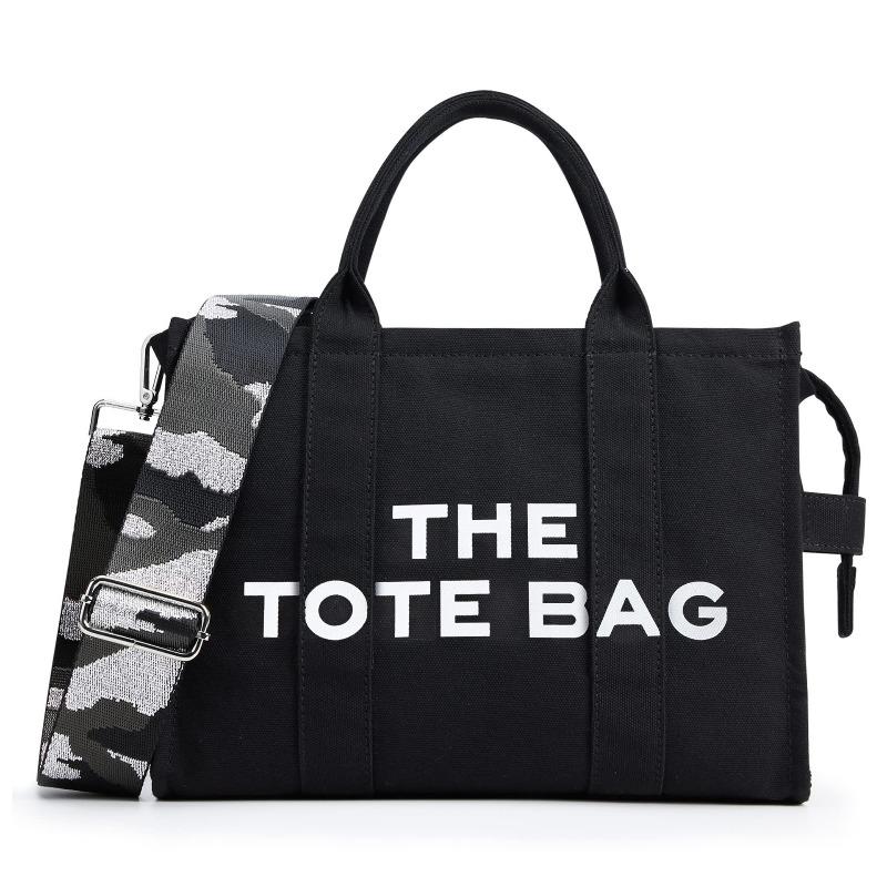 New Women's Bag Canvas Pu Solid Color Letter Tote Bag Simple Casual Large Capacity Handbag Shoulder Bag Women