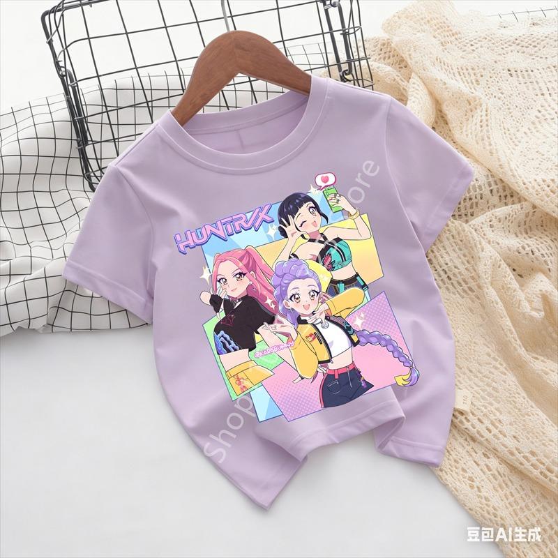 Huntrix Kpop Demon Hunters Children's T-shirt, a Cotton Lover's Gift, Fashionable Children's Short-sleeved Summer Clothing