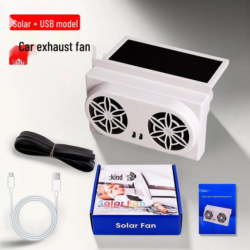 "USB Solární Ventilátor Výfuku Auta - Nový Styl Letní Chladič & Cirkulátor Vzduchu"