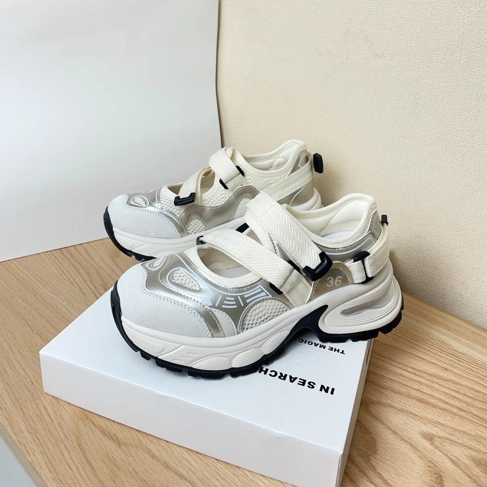 thick-soled hollowed-out breathable sandals women's summer new outer wear Velcro color matching casual sports shoes