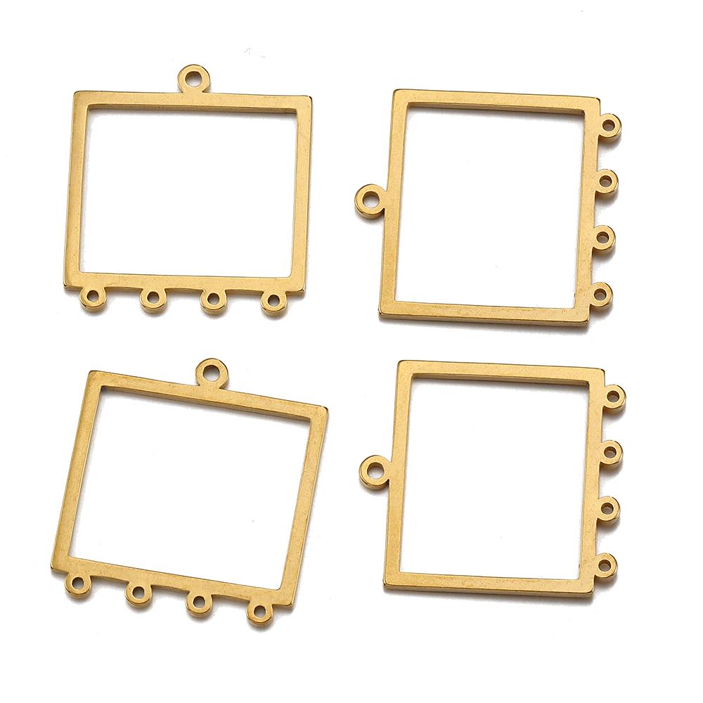 10pcs Stainless Steel Geometric Stamping Blank Drop Porous Connector Pendant Charms Necklace Earrings Jewelry Making DIY