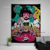 Kawaii Room Decor Anime Girl Tapestry Y2K Aesthetic Cartoons Wall Art Posters Illustration Painting Hippie Tapestires For Home