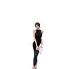 French Retro Temperament Socialite Dress Female Sexy Black Waist Slim and Thin Neck Split Hip Skirt