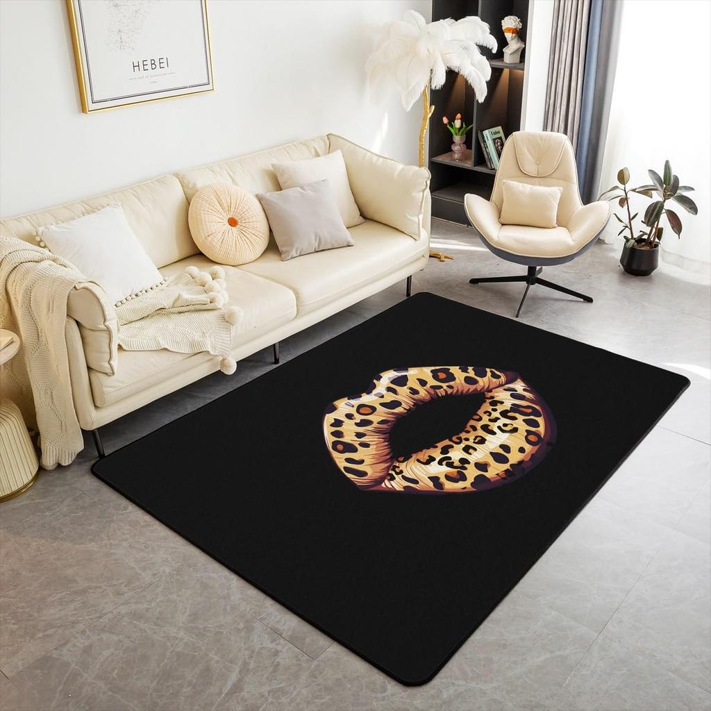 Erosebridal Lucky 8 Ball Area Rugs for Living Room 3x5 Leopard Print Cherry Non Slip Rug Trendy Cheetah Decorative Washable Rug Modern Funky