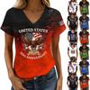 Women Casual V Neck Short Sleeve Pullover T Shirt Independence Day Graphic Top Lightweight Comfortable Fit