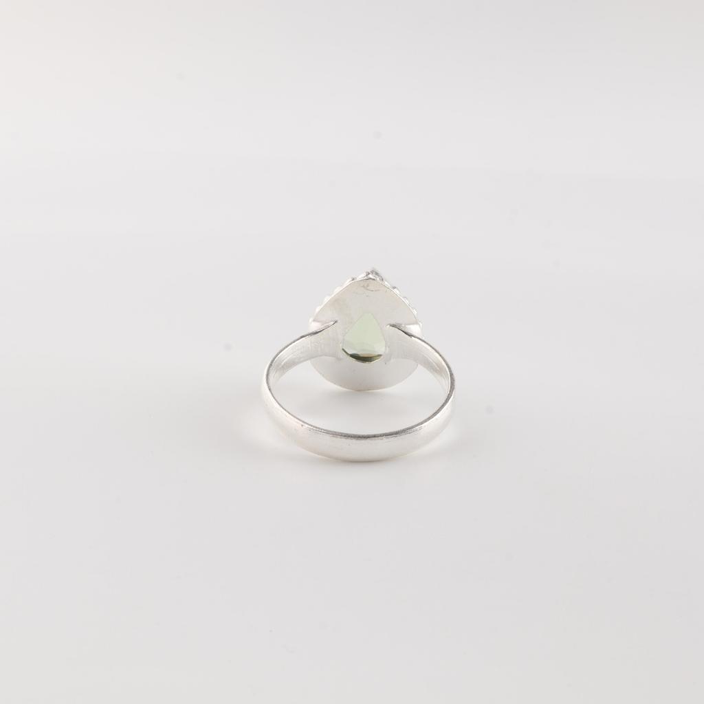 Natural Green Amethyst Gemstone 925 Sterling Silver Handcrafted Women Jewelry Designer Wedding Ring RR-77-14