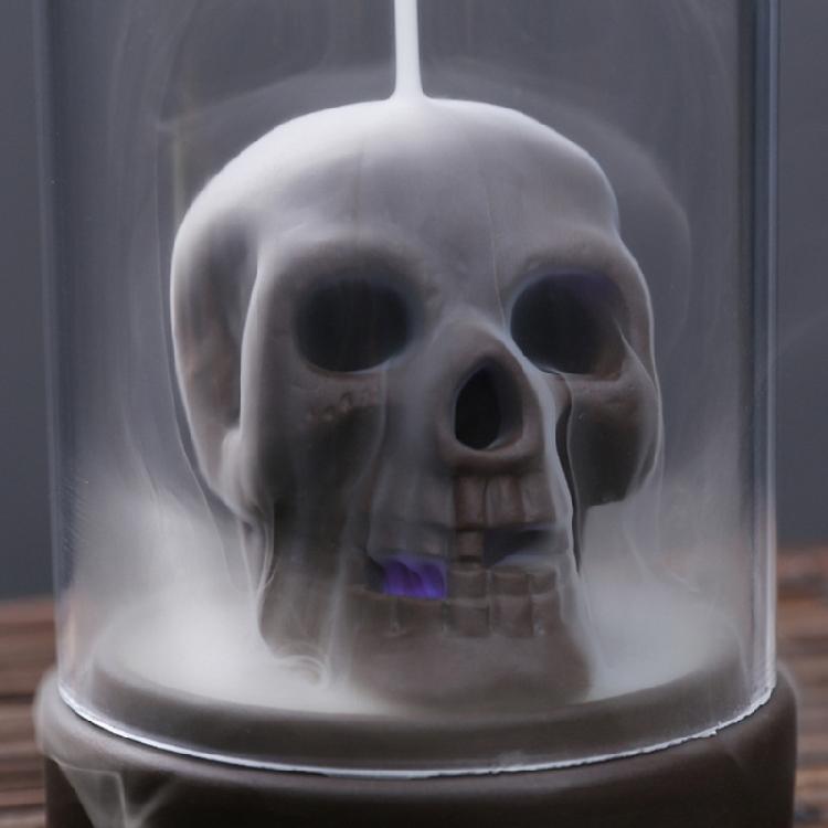 Windproof Lampshade LED Skull Ceramics Incenses Burners Waterfall Backflow Incenses Cones Holders for Home Decoration