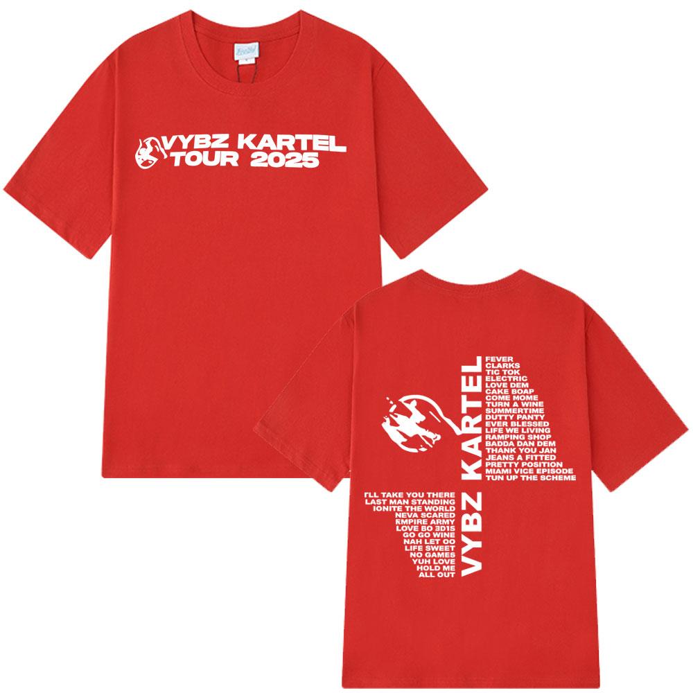 2025 Trasa Raper Vybz Kartel Nowy Album Męska Damska Moda Harajuku Oversize 100% Czysta Bawełna Nadrukowana Oddychająca Koszulka