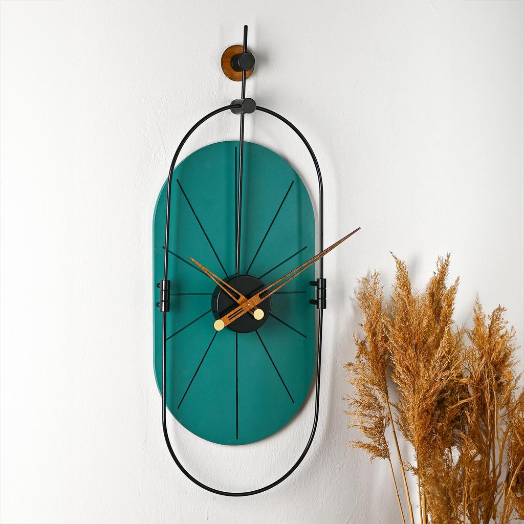 MUYIKA Senator Green Decorative Hand Made Colorful Silent Mechanism 77x29 Cm Wall Clock