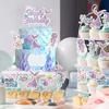 Mermaid Paper Cake Toppers Happy Birthday Party Decor Little Mermaid Tail Cake Topper Under the Sea Party Baby Shower Supplies