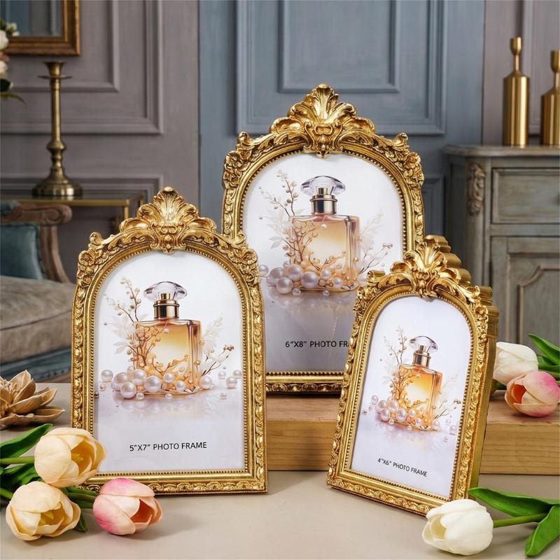Retro Picture Frame Antique Ornate Photo Frame for Tabletop Wall Hanging Decorative Photo Frame for Home Photo Gallery