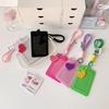 Portable Candy Color Pu Leather Business Id Card Credit Badge Holder Coin Purse Wallet Bus Cards Cover With Keychain