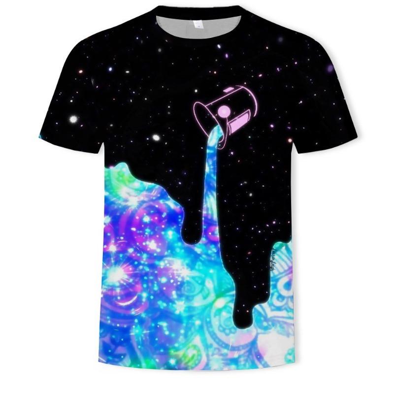 Men's 3D Printed T-Shirt Colorful Pattern Printing Short Sleeve O-Neck Pullover Casual Top