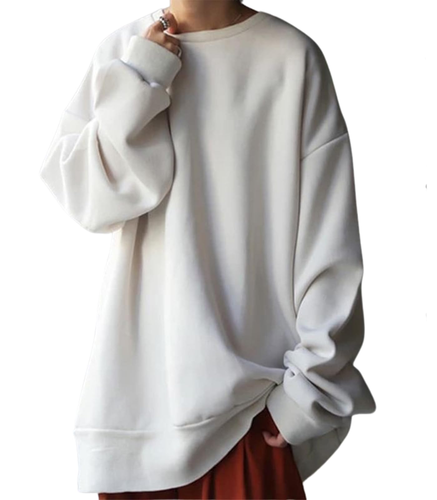 

Большой силуэт свободного покроя для тела на весь год Yawaraka Room Long Big white white [Second Roots] Топы, свитшоты, свободные, закрывающие, простые, повседневные, женские,