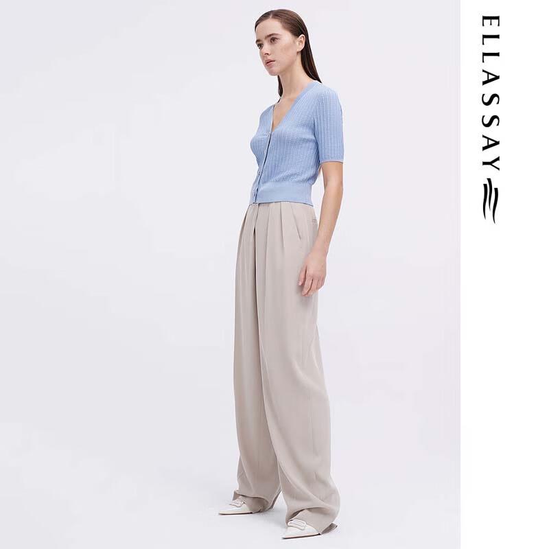 ELLASSAY Women's Short Sleeve V-Neck Silk Knit Top