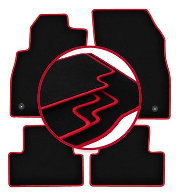 Tapis de sol en velours avec bordure rouge pour: Chevrolet Cruze hayon, berline, break (2008-2016)