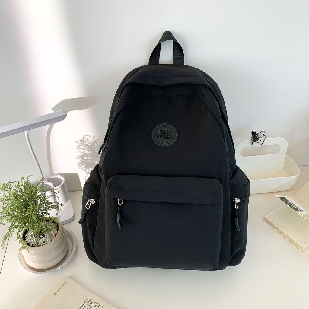 Solid Color Versatile Backpack for Travel Large Capacity Schoolbag for Junior and Senior High School Students Casual Backpack