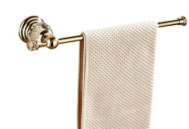 Luxury Crystal Bathroom Accessories Set Gold Polished Brass Bath Hardware Set Wall Mounted Paper holder hooks towel ring bar