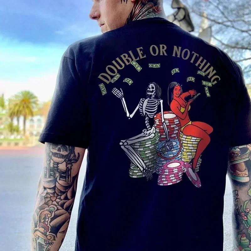 Punk Rock Skull Tshirt Fashion Tough Guy T Shirt Harajuku Heavy Metal Rock Tops Summer Street Hip-Hop Tee Ropa Hombre