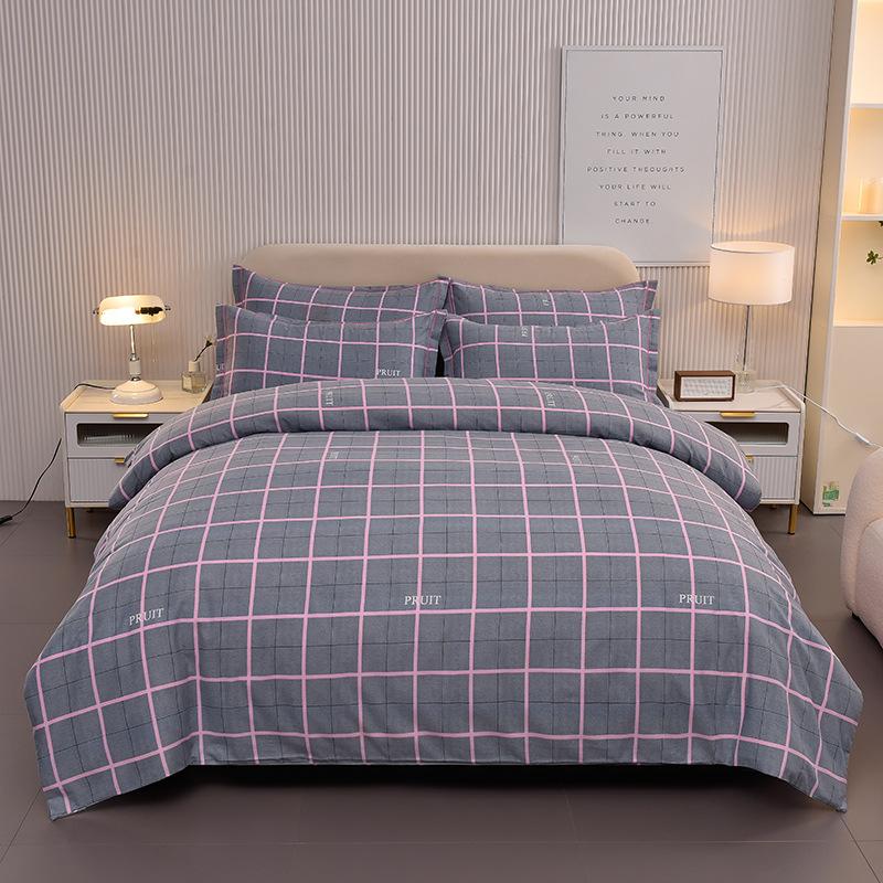 Thickened Cotton Four-piece Set, Pure Cotton Bed Sheet Quilt Cover, Dormitory Three-piece Set, Bedding